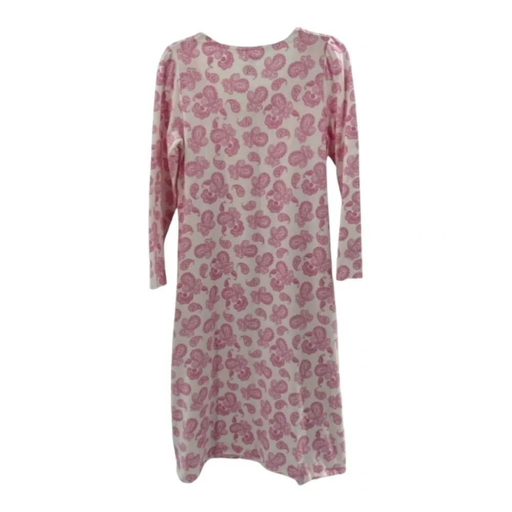 Aria Long Sleeve Night Gown White/Pink Paisley Size Small